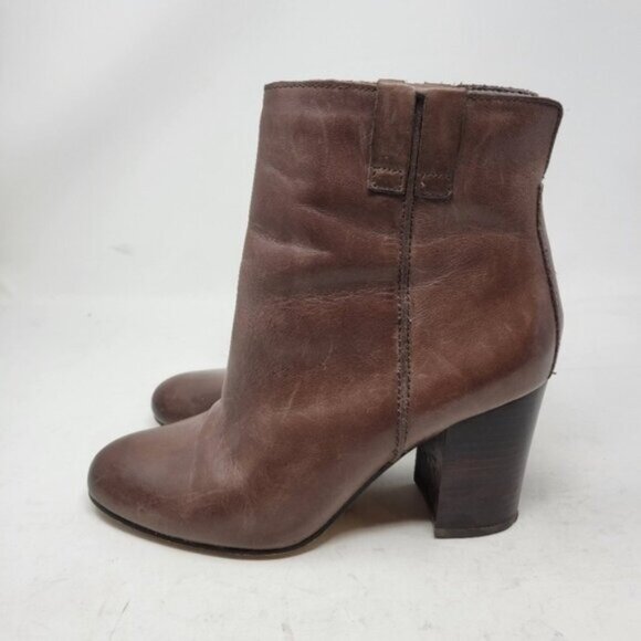Sam Edelman | Fairfield Stacked Heel Dark Brown Leather Ankle Bootie - Picture 5 of 11